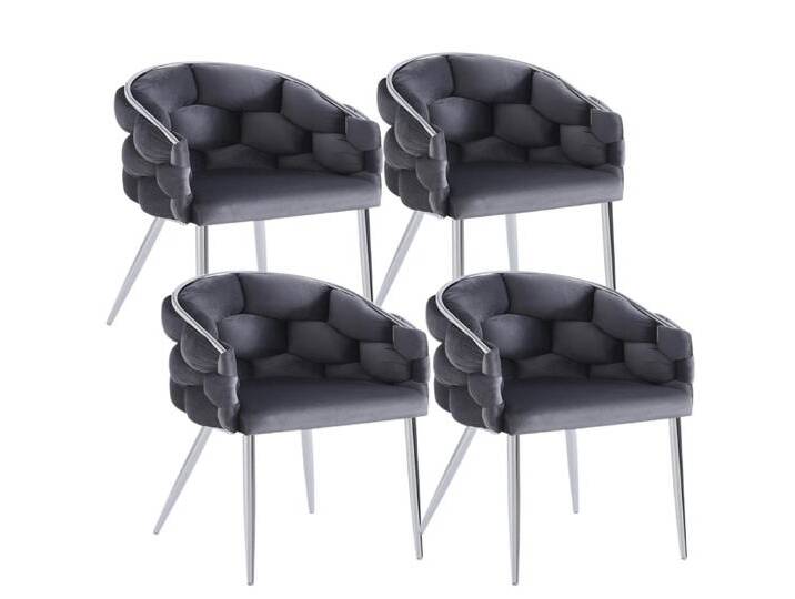 YOZI Esszimmerstuhl Sessel Polsterstuhl Rück/Armlehne Esszimmerstuhl Samt dunkelgrau (Packung, 4 St), 2 oder 4 oder 6 Stück, grau, 4 St. von OTTO