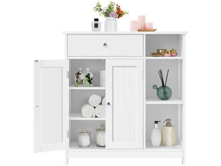 Yaheetech Badkommode Badezimmerschrank mit Schublade & verstellbaren Einlegeböden, Unterschrank Badschrank Badezimmermöbel, 75 x 30 x 80 cm, weiß von OTTO