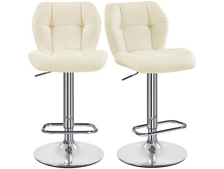Yaheetech Barhocker (2 St), 1/2er-Set Barstühle Küchenstühle Bistrohocker höhenverstellbar, beige, 2 St., beige-Kunstleder von OTTO