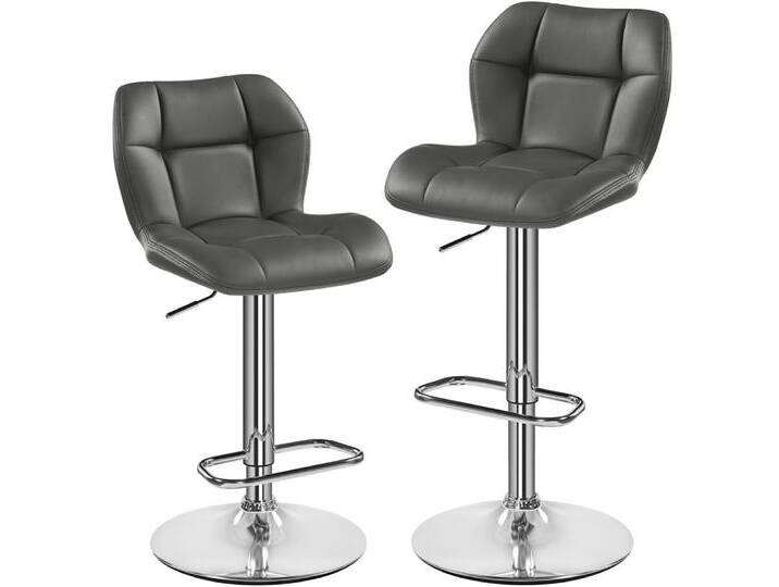 Yaheetech Barhocker (2 St), 1/2er-Set Barstühle Küchenstühle Bistrohocker höhenverstellbar, grau, 2 St., dunkelgrau-Kunstleder von OTTO