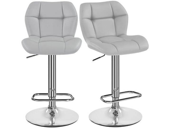 Yaheetech Barhocker (2 St), 1/2er-Set Barstühle Küchenstühle Bistrohocker höhenverstellbar, grau, 2 St., hellgrau-Kunstleder von OTTO