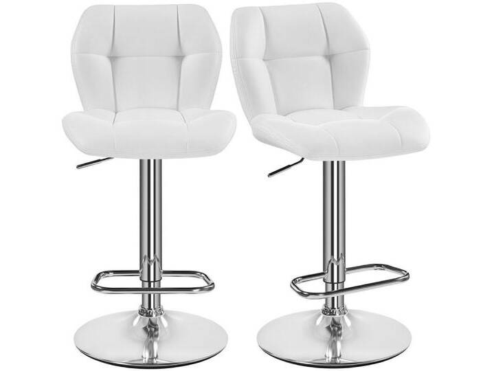 Yaheetech Barhocker (2 St), 1/2er-Set Barstühle Küchenstühle Bistrohocker höhenverstellbar, weiß, 2 St., weiß-Kunstleder von OTTO