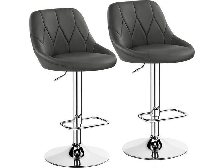 Yaheetech Barhocker (2 St), Verstellbare Sitzhöhe 61,5 cm - 83 cm Polsterhocker mit Fußstütze, grau, 2 St., dunkelgrau von OTTO