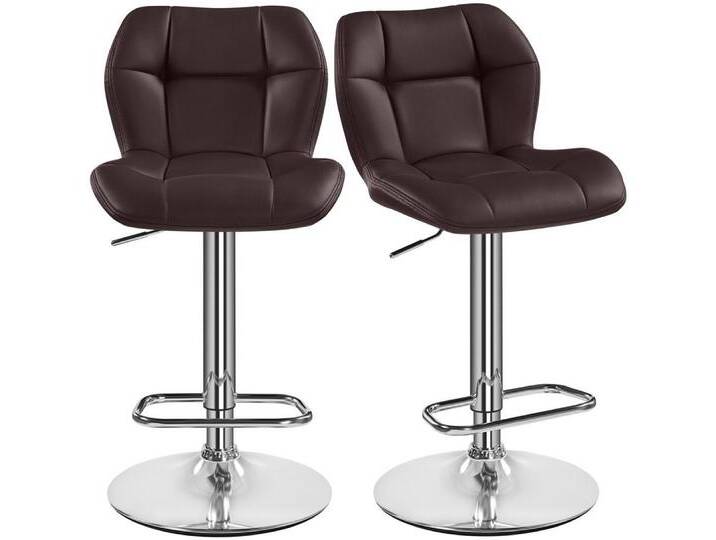 Yaheetech Barhocker (2er), 2er-Set Barstühle Küchenstühle Bistrohocker höhenverstellbar, braun, braun-Kunstleder von OTTO