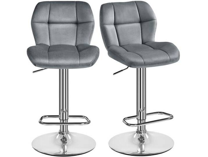 Yaheetech Barhocker (2er), 2er-Set Barstühle Küchenstühle Bistrohocker höhenverstellbar, grau, grau-Samt von OTTO