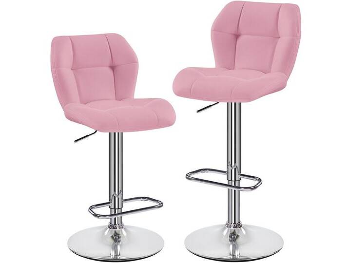 Yaheetech Barhocker (2er), 2er-Set Barstühle Küchenstühle Bistrohocker höhenverstellbar, rosa, pink von OTTO