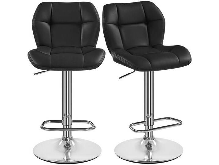 Yaheetech Barhocker (2er), 2er-Set Barstühle Küchenstühle Bistrohocker höhenverstellbar, schwarz, schwarz-Kunstleder von OTTO