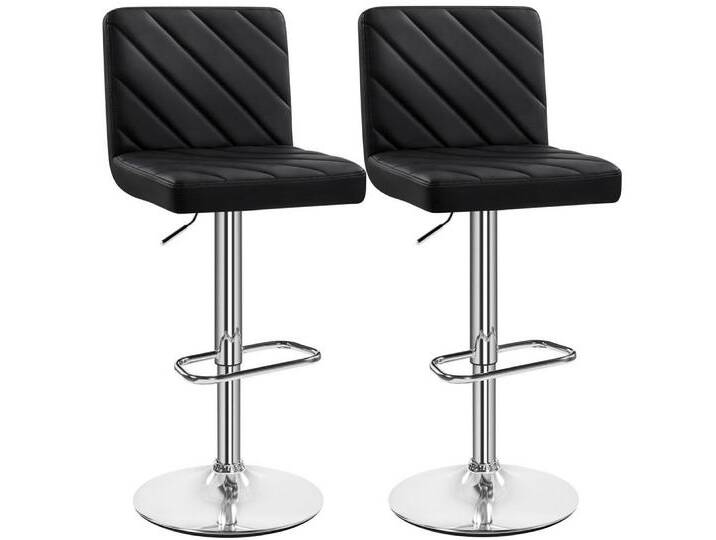 Yaheetech Barhocker (2er), Höhenverstellbare Barstühle mit Fußstütze Drehhocker, schwarz, schwarz von OTTO