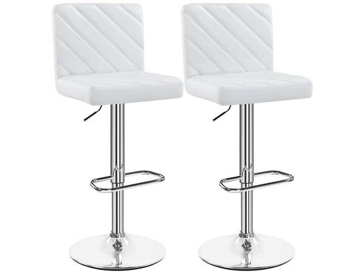 Yaheetech Barhocker (2er), Höhenverstellbare Barstühle mit Fußstütze Drehhocker, weiß, weiß von OTTO