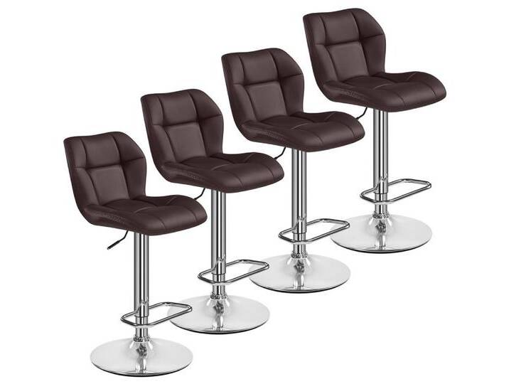 Yaheetech Barhocker (4 St), 1/2/4/6er-Set Barstühle Küchenstühle Bistrohocker höhenverstellbar, braun, 4 St., braun-Kunstleder von OTTO