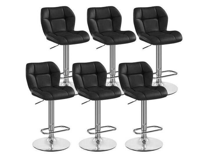 Yaheetech Barhocker (6 St), 1/2er-Set Barstühle Küchenstühle Bistrohocker höhenverstellbar, schwarz, 6 St., schwarz-Kunstleder von OTTO
