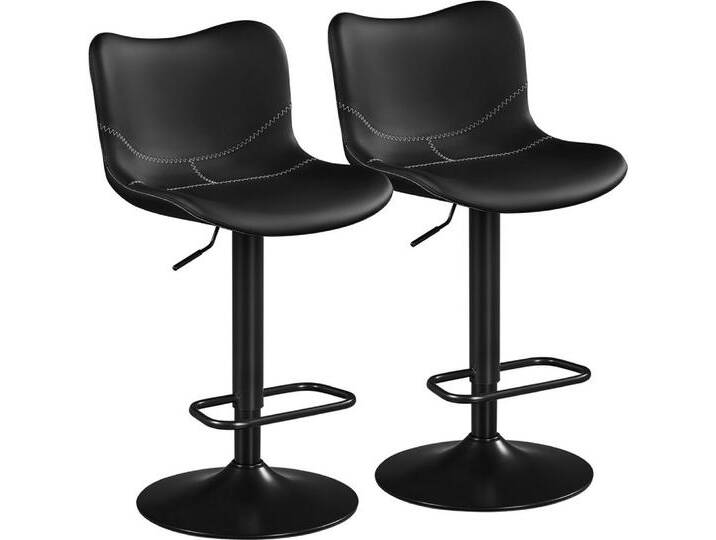 Yaheetech Barhocker Moderner Höhenverstellbarer Barstuhl (2 St), 2er-Set Armloser Drehstuhl mit Rückenlehne und Fußstütze, schwarz, 2 St., Schwarz von OTTO