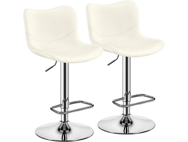 Yaheetech Barhocker Moderner Höhenverstellbarer Barstuhl (2 St), 2er-Set Armloser Drehstuhl mit Rückenlehne und Fußstütze, weiß, 2 St., Weiß von OTTO