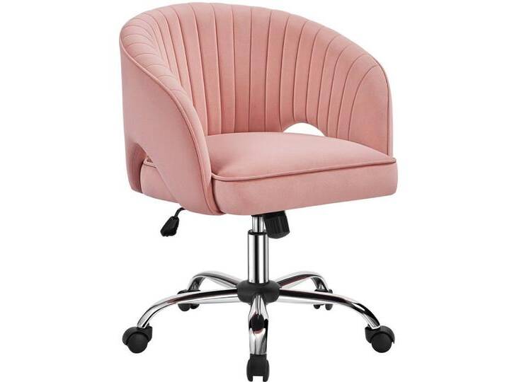 Yaheetech Drehstuhl, Bürostuhl mit Samtbezug, Schreibtischstuhl Polsterstuhl, rosa, rosa von OTTO