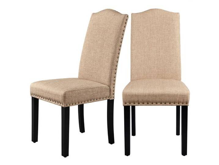 Yaheetech Esszimmerstuhl, 2er Set Küchenstuhl mit Hoher Rückenlehne Polsterstuhl, beige, khaki von OTTO