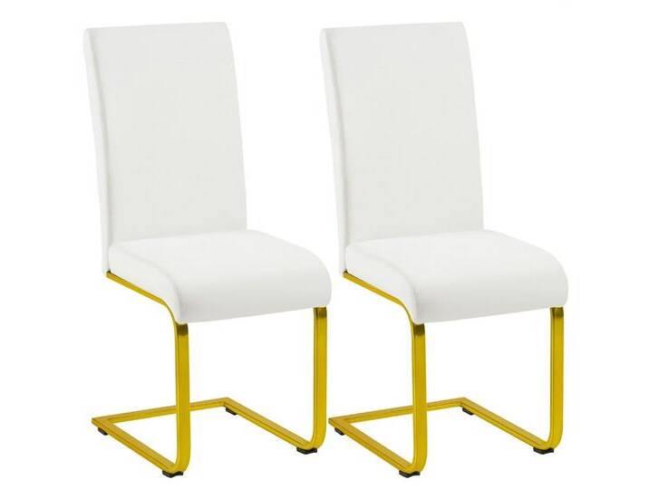 Yaheetech Esszimmerstuhl 2/4/6-er Küchenstuhl (2 St), Schwinger Polsterstuhl mit Ergonomischer Rückenlehne & Metallbeine, gelb, 2 St., Weiß/Golden von OTTO
