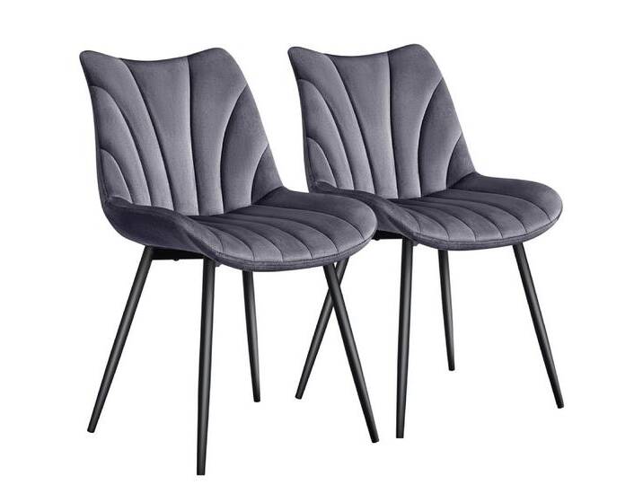 Yaheetech Esszimmerstuhl Gepolsterte Küchenstühle mit Metallbeinen (2 St), 2er-Set Beistellstühle mit Vertikal Gestepptem Design, grau, 2 St. von OTTO