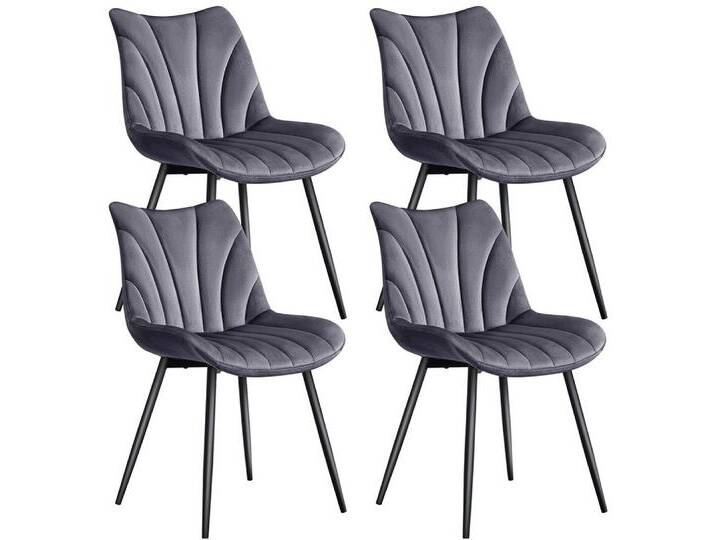 Yaheetech Esszimmerstuhl Gepolsterte Küchenstühle mit Metallbeinen (4 St), 4er-Set Beistellstühle mit Vertikal Gestepptem Design, grau, 4 St. von OTTO