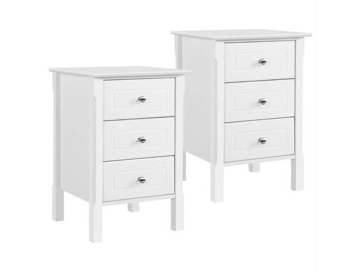 Yaheetech Nachttisch (2er Set), Nachtschrank mit 3 Schubladen Boxspringbett Nachtkommode, weiß, weiß von OTTO