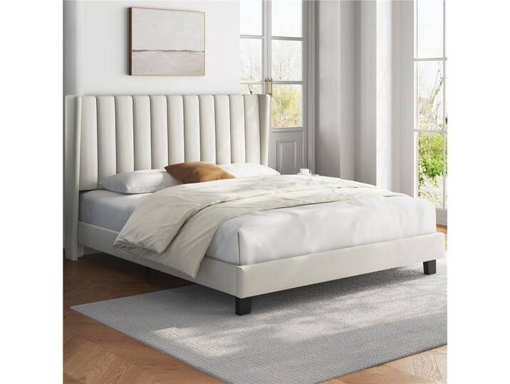 Yaheetech Polsterbett 140/160 x 200 cm, Doppelbett Familienbett Bettgestell mit Lattenrost, 160 x 200 cm, beige, beige von OTTO