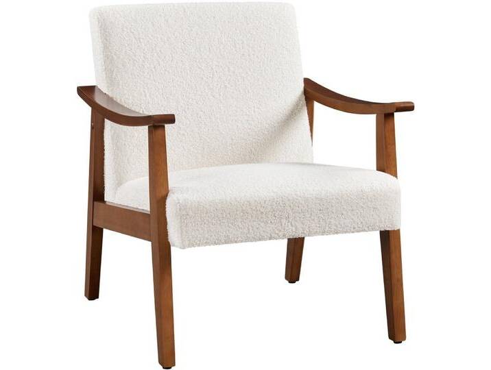 Yaheetech Relaxsessel, Retro Loungesessel Polsterstuhl, weiß, elfenbein-Boucle-Gewebe von OTTO