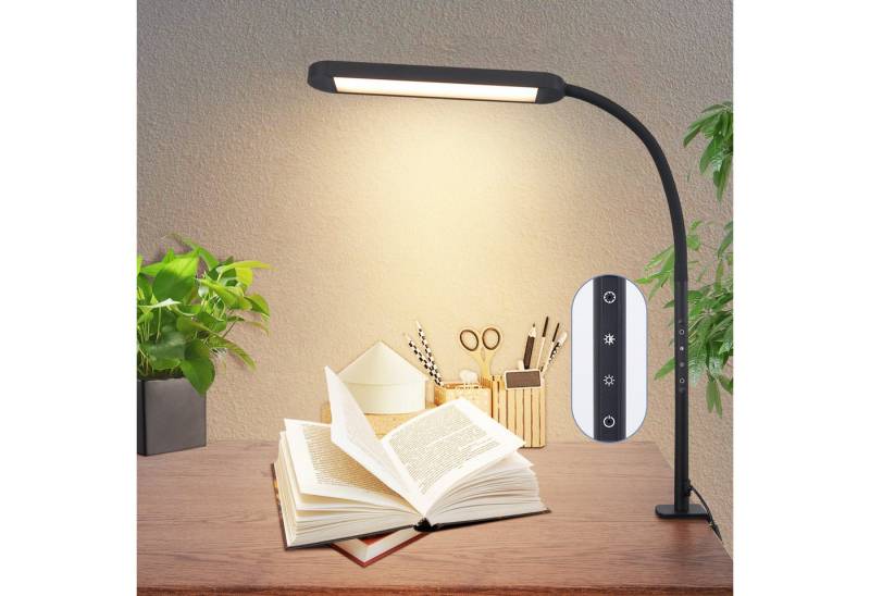 ZMH LED Tischleuchte Dimmbar - Klemmlampe mit Stecker 11W Arbeitsplatzleuchte Wohzimmer, Augenschutz, Einfache Installtion, LED fest integriert, 3000-6500K, 5 Farben und 5 Helligkeitsstufen 60-Minuten-Timer-Funktion von ZMH