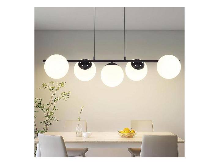 ZMH Pendelleuchte Esstisch Hängeleuchte Glas Hängelampe E27 5-Flammig, ohne Leuchtmittel, Kreative Esstischlampe für Esszimmer Wohnzimmer, schwarz von OTTO