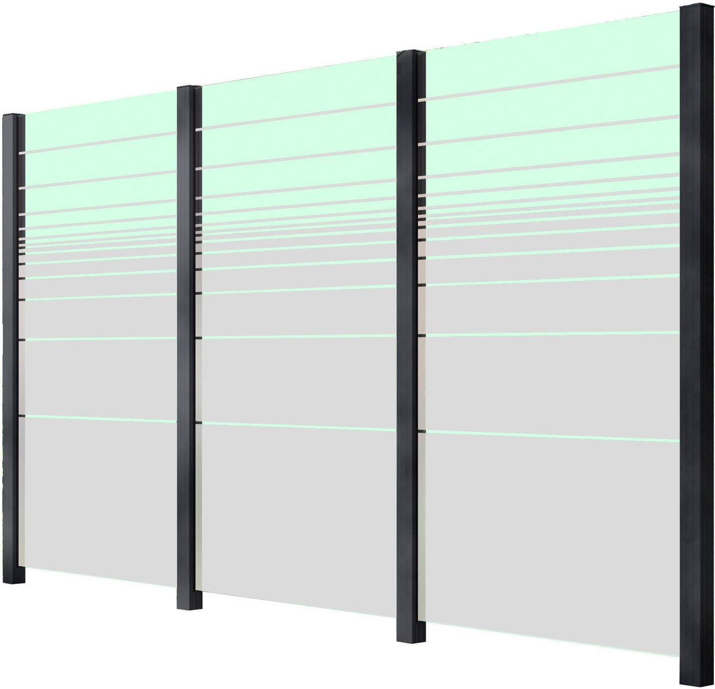 STAKET PRO Zaun, (Set), Glaszaun, Gesamtlänge: 3,284 m, 4 Pfosten von STAKET PRO