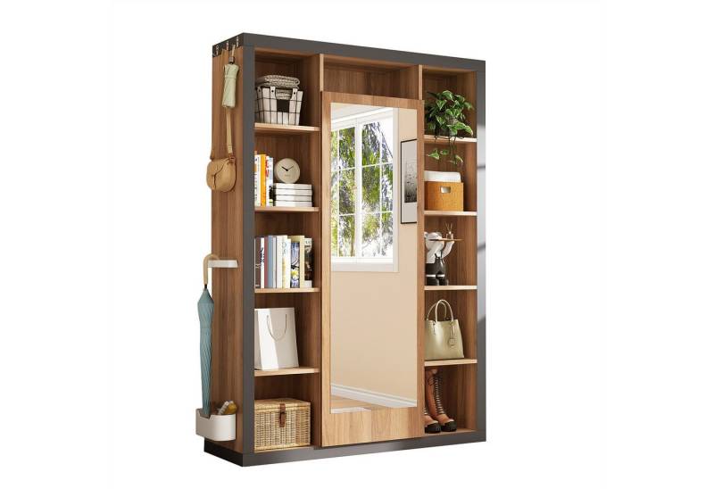 autolock Vitrine Garderobengestell mit Spiegel, Multifunktions Vitrine von autolock