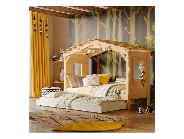 bibex Kinderbett DOLCE NIDO Kinderbett, Spielbett, Jugendbett, Spielhaus, naturbelassen, mit Ausziehbett von OTTO