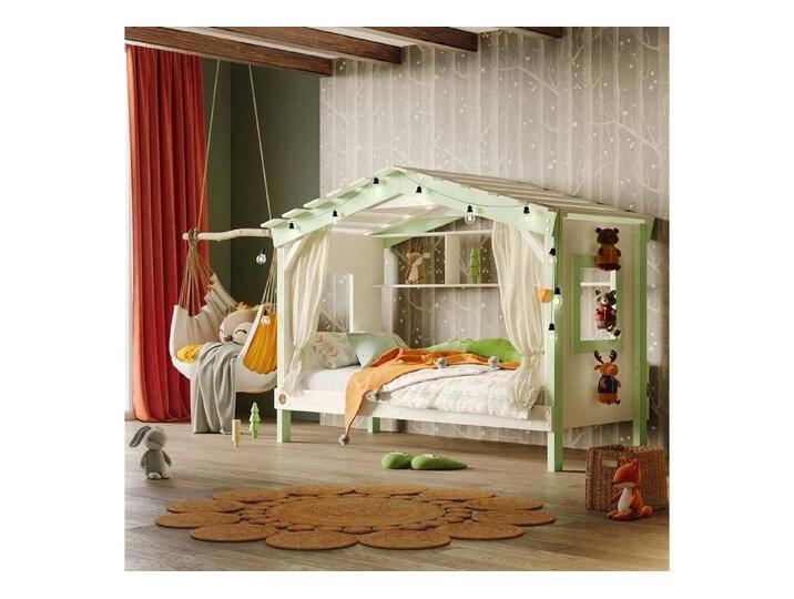 bibex Kinderbett DOLCE NIDO Kinderbett, Spielbett, Spielhaus, Weiss/Grün, mit Regal (viereckig) von OTTO