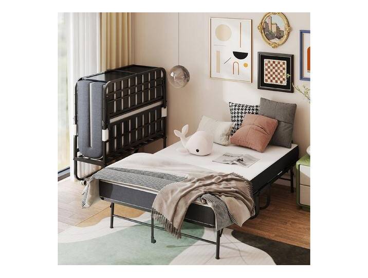 bizoemade Klappbett Klapp-Twin-Bett, 190x117cm, Memory-Foam 9,5 cm (1-St) schwarzer Metallrahmen mit Kopfteil, tragbar, schwarz von OTTO