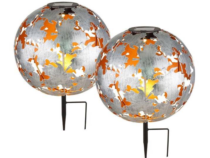 bmf-versand LED Solarleuchte Solarleuchte Garten 2er Set Solarlampe Kugel 27cm Erdspieß Außenlampe, Gartenleuchte Solar, LED fest integriert, Warmweiß von OTTO
