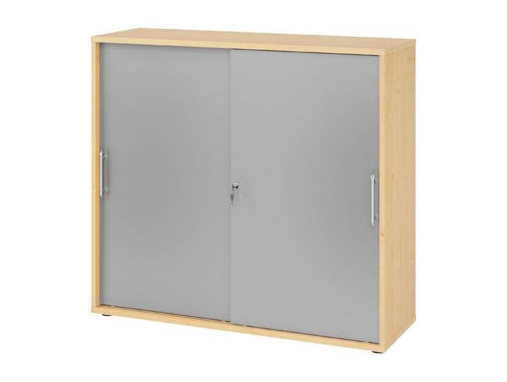 bümö Aktenschrank office Schiebetürenschrank Dekor: Ahorn/Silber - Griffe: Relinggriff (Kunststoff), braun silberfarben, Ahorn/Silber von OTTO