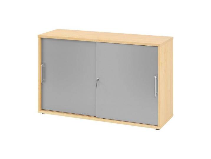bümö Aktenschrank office Schiebetürenschrank Dekor: Ahorn/Silber - Griffe: Relinggriff (Kunststoff), braun silberfarben, Ahorn/Silber von OTTO