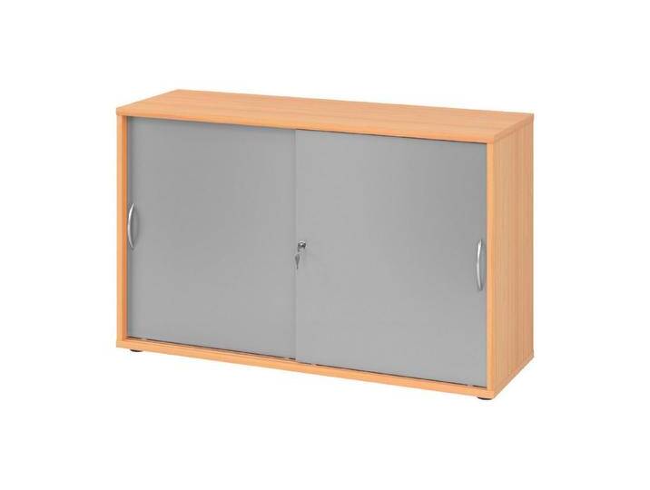 bümö Aktenschrank office Schiebetürenschrank Dekor: Buche/Silber - Griffe: Bogengriff (Metall), braun silberfarben, Buche/Silber von OTTO