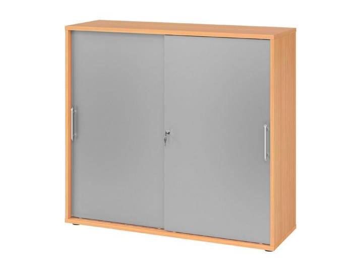 bümö Aktenschrank office Schiebetürenschrank Dekor: Buche/Silber - Griffe: Relinggriff (Kunststoff), braun silberfarben, Buche/Silber von OTTO
