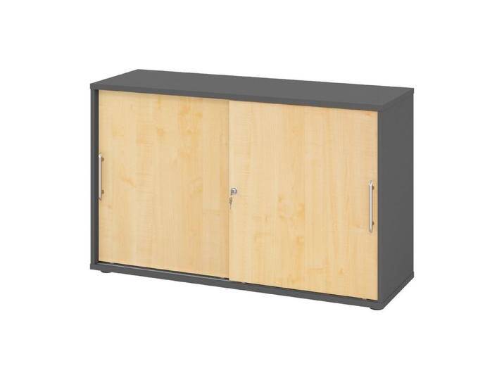bümö Aktenschrank office Schiebetürenschrank Dekor: Graphit/Ahorn - Griffe: Relinggriff (Kunststoff), grau, Graphit/Ahorn von OTTO