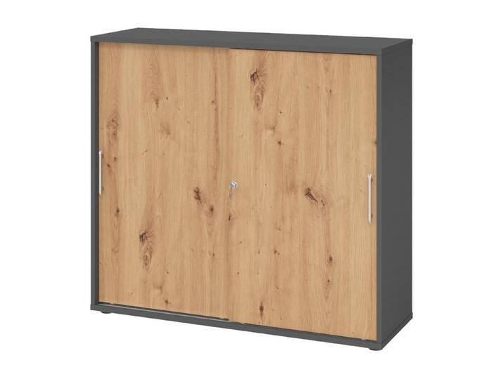bümö Aktenschrank office Schiebetürenschrank Dekor: Graphit/Asteiche - Griffe: Relinggriff (Kunststoff), grau, Graphit/Asteiche von OTTO