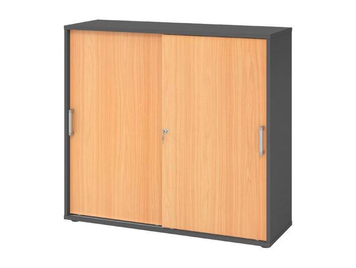 bümö Aktenschrank office Schiebetürenschrank Dekor: Graphit/Buche - Griffe: Chromgriff (Metall), grau, Graphit/Buche von OTTO
