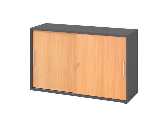 bümö Aktenschrank office Schiebetürenschrank Dekor: Graphit/Buche - Griffe: Relinggriff (Kunststoff), grau, Graphit/Buche von OTTO