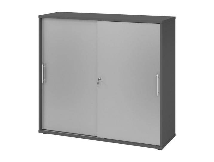 bümö Aktenschrank office Schiebetürenschrank Dekor: Graphit/Silber - Griffe: Relinggriff (Kunststoff), grau silberfarben, Graphit/Silber von OTTO