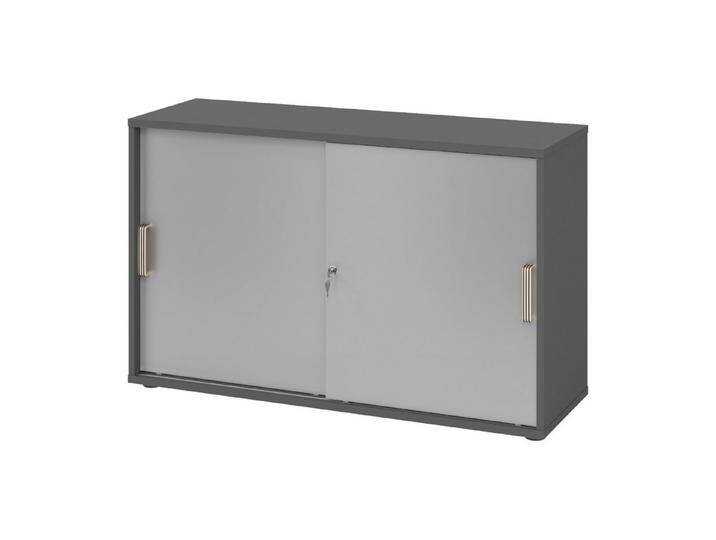 bümö Aktenschrank office Schiebetürenschrank Dekor: Graphit/Silber - Griffe: Streifengriff (Kunststoff), grau silberfarben, Graphit/Silber von OTTO