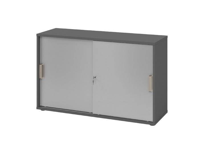 bümö Aktenschrank office Schiebetürenschrank Dekor: Graphit/Silber - Griffe: Streifengriff (Kunststoff), grau silberfarben, Graphit/Silber von OTTO