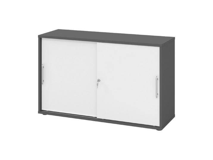 bümö Aktenschrank office Schiebetürenschrank Dekor: Graphit/Weiß - Griffe: Relinggriff (Kunststoff), grau, Graphit/Weiß von OTTO