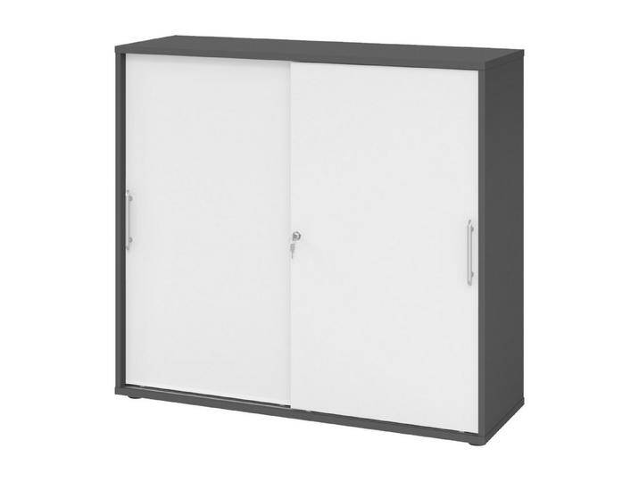 bümö Aktenschrank office Schiebetürenschrank Dekor: Graphit/Weiß - Griffe: Relinggriff (Kunststoff), grau, Graphit/Weiß von OTTO