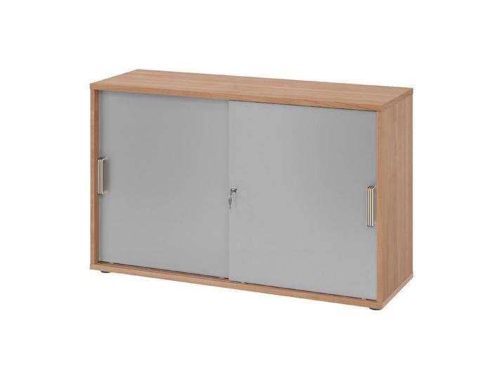bümö Aktenschrank office Schiebetürenschrank Dekor: Nussbaum/Silber - Griffe: Streifengriff (Kunststoff), braun silberfarben, Nussbaum/Silber von OTTO
