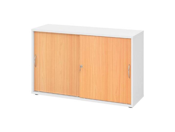 bümö Aktenschrank office Schiebetürenschrank Dekor: Weiß/Buche - Griffe: Bogengriff (Metall), weiß, Weiß/Buche von OTTO