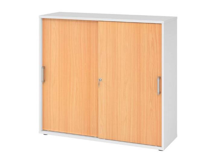 bümö Aktenschrank office Schiebetürenschrank Dekor: Weiß/Buche - Griffe: Chromgriff (Metall), weiß, Weiß/Buche von OTTO