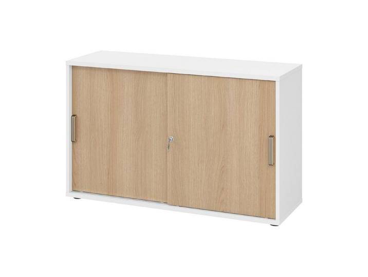 bümö Aktenschrank office Schiebetürenschrank Dekor: Weiß/Eiche - Griffe: Streifengriff (Kunststoff), weiß, Weiß/Eiche von OTTO